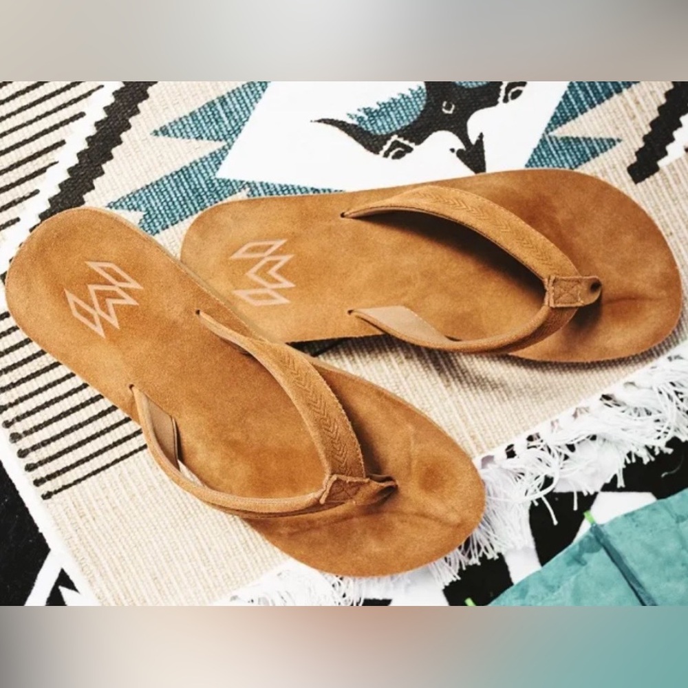 Tan Suede Men's Flip Flops